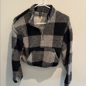 SHEIN Black and Gray Teddy Jacket Cozy Sherpa Style